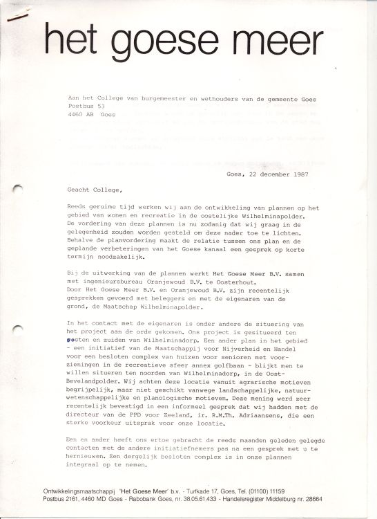 Brief 22 december 1987